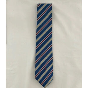 Christian Dior Paris New York Navy Blue Red Striped Repp Power Vintage Tie